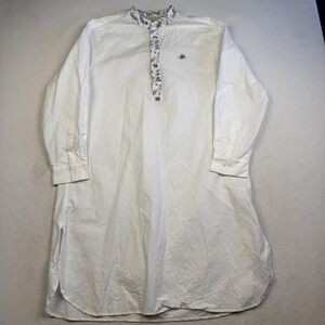 Airelles Sleepshirt Large White Long Sleeve Cotton Embroidered Chemise